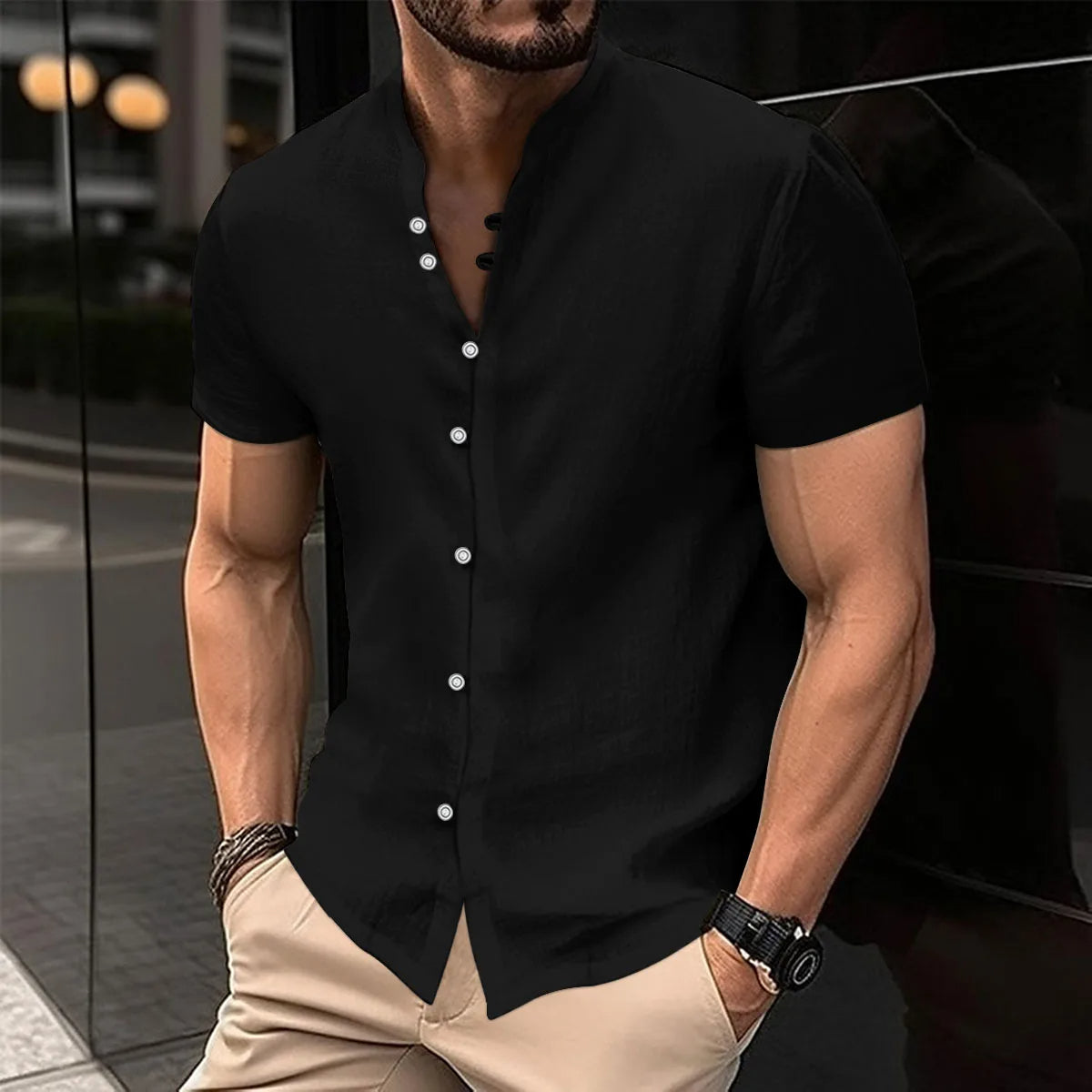 Plus Size Overhemd Casual Comfortabel voor Mannen