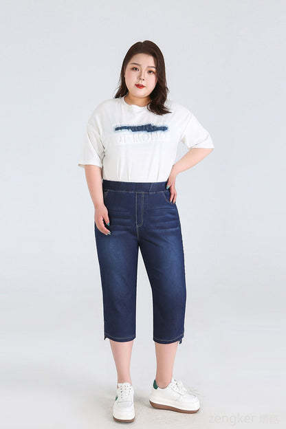 Plus Size Driekwartsbroek Trendy Veelzijdig voor Vrouw