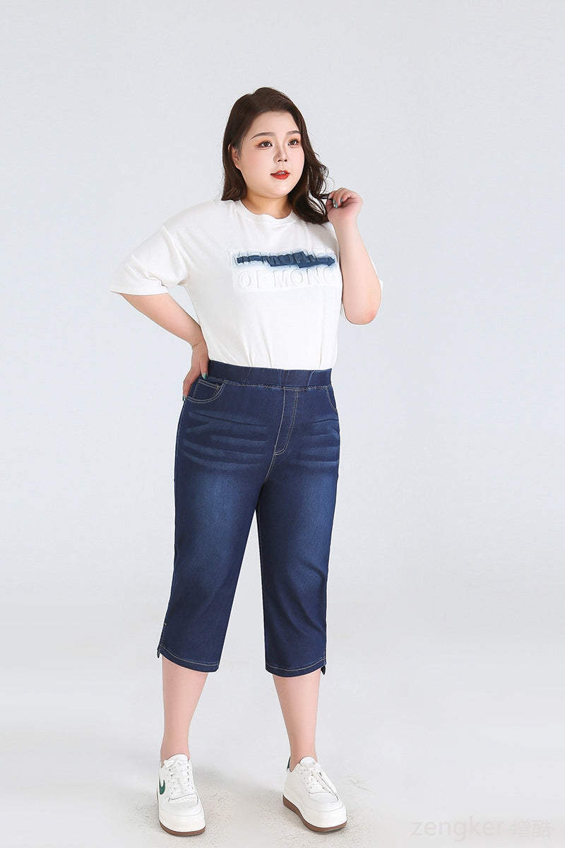 Plus Size Driekwartsbroek Trendy Veelzijdig voor Vrouw