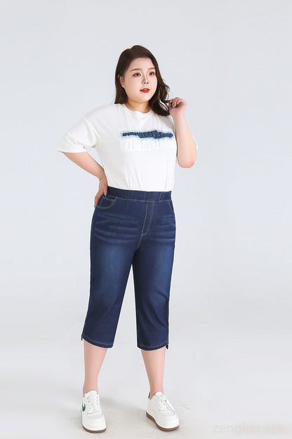 Plus Size Driekwartsbroek Trendy Veelzijdig voor Vrouw