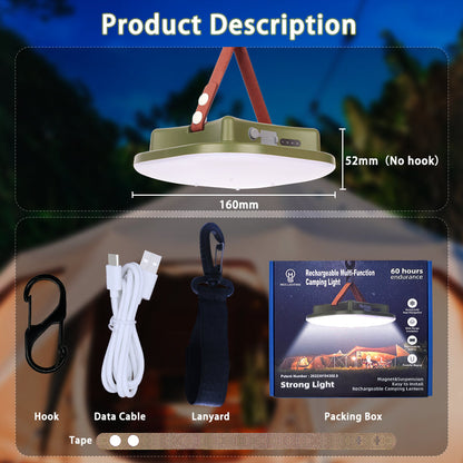 Zonne-Oplaadbare Campinglamp 80W LED met Magneet en Zoom