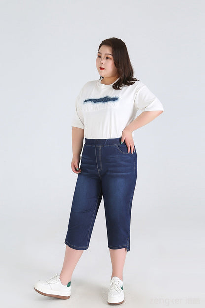 Plus Size Driekwartsbroek Trendy Veelzijdig voor Vrouw