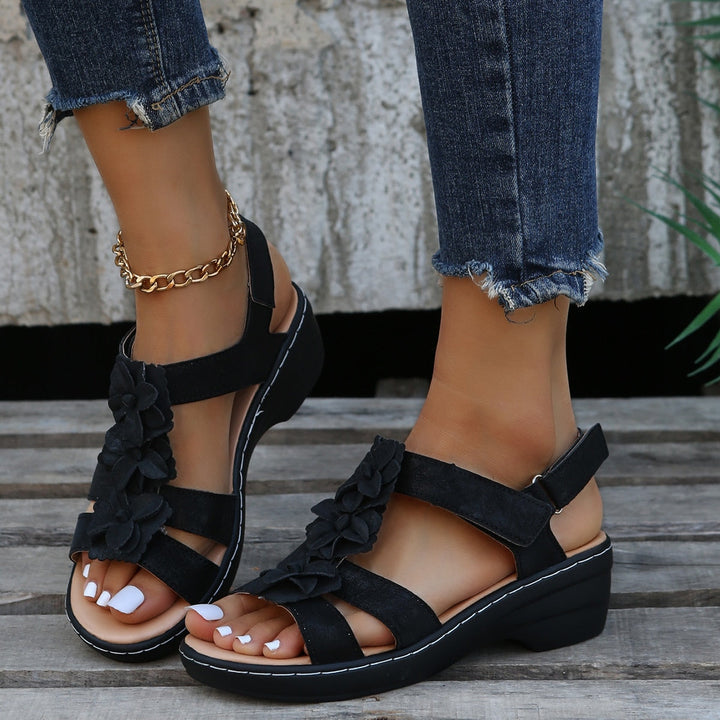 Velanora - Orthopedische Sandalen Zwart Floral