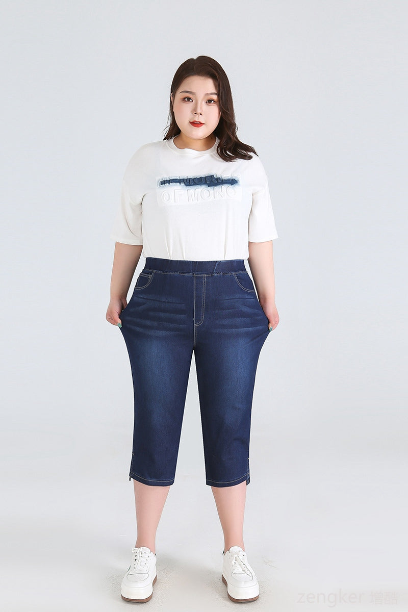 Plus Size Driekwartsbroek Trendy Veelzijdig voor Vrouw