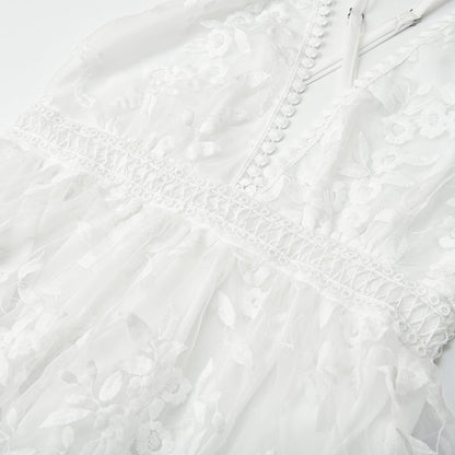 Velanora Cocktailjurk Bloemen Borduren Mesh Kant