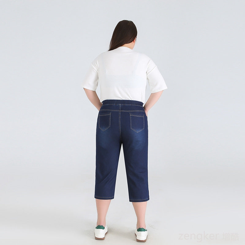 Plus Size Driekwartsbroek Trendy Veelzijdig voor Vrouw