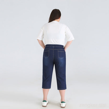 Plus Size Driekwartsbroek Trendy Veelzijdig voor Vrouw