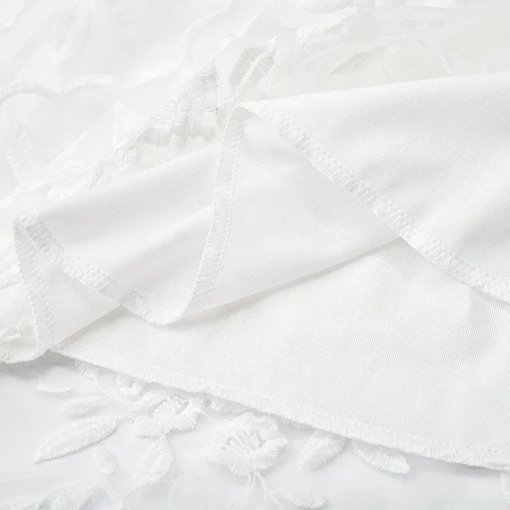 Witte Kanten Jurk met Bloemen Borduursel