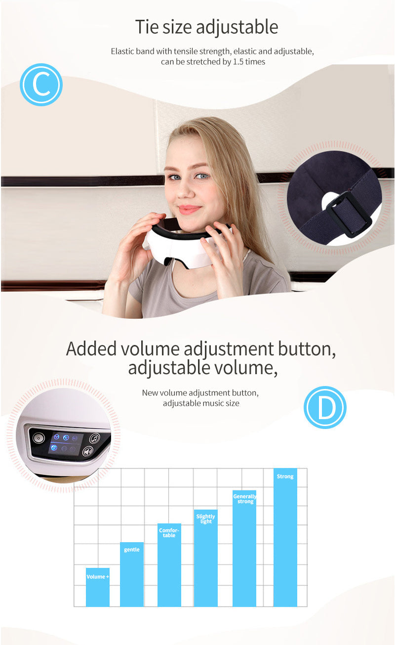 Oogmassage Apparaat met Warmte, Trilling en Bluetooth Muziek
