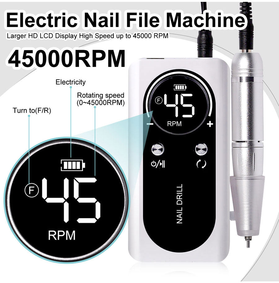 Elektrische Nagelvijl 45000RPM Draagbaar Oplaadbaar Stil voor Manicure