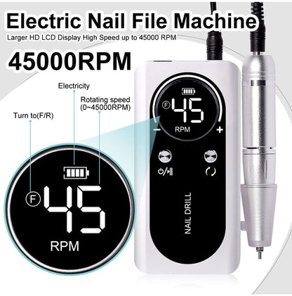Elektrische Nagelvijl 45000RPM Draagbaar Oplaadbaar Stil voor Manicure