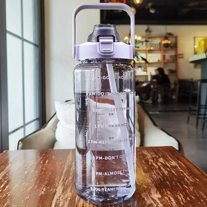 Waterfles 2L met Rietje en Tijdmaker voor Sport en Fitness