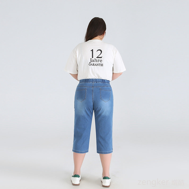 Plus Size Driekwartsbroek Trendy Veelzijdig voor Vrouw