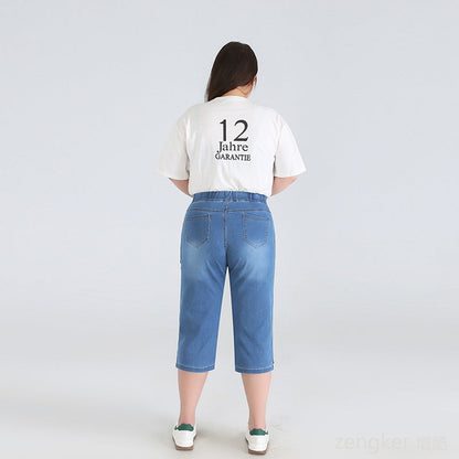 Plus Size Driekwartsbroek Trendy Veelzijdig voor Vrouw