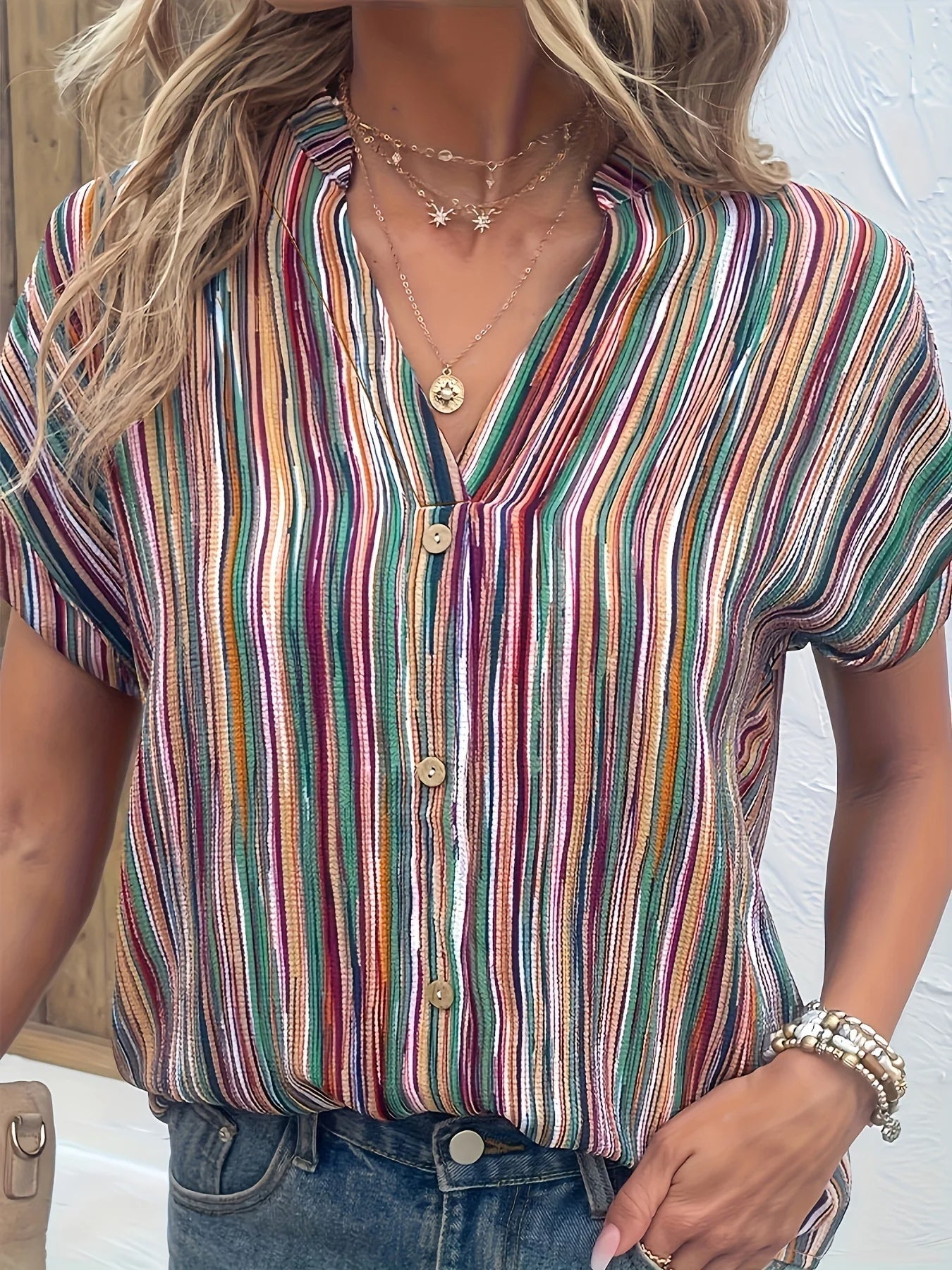 Plus Size Blouse Gestreept Casual voor Dames - Mode Vibes