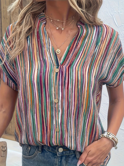 Plus Size Blouse Gestreept Casual voor Dames - Mode Vibes