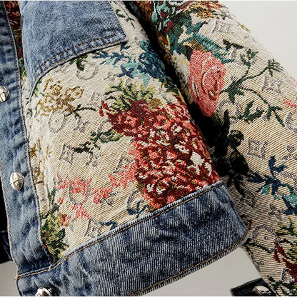 Dames Denim Jack Bloemenprint Trendy