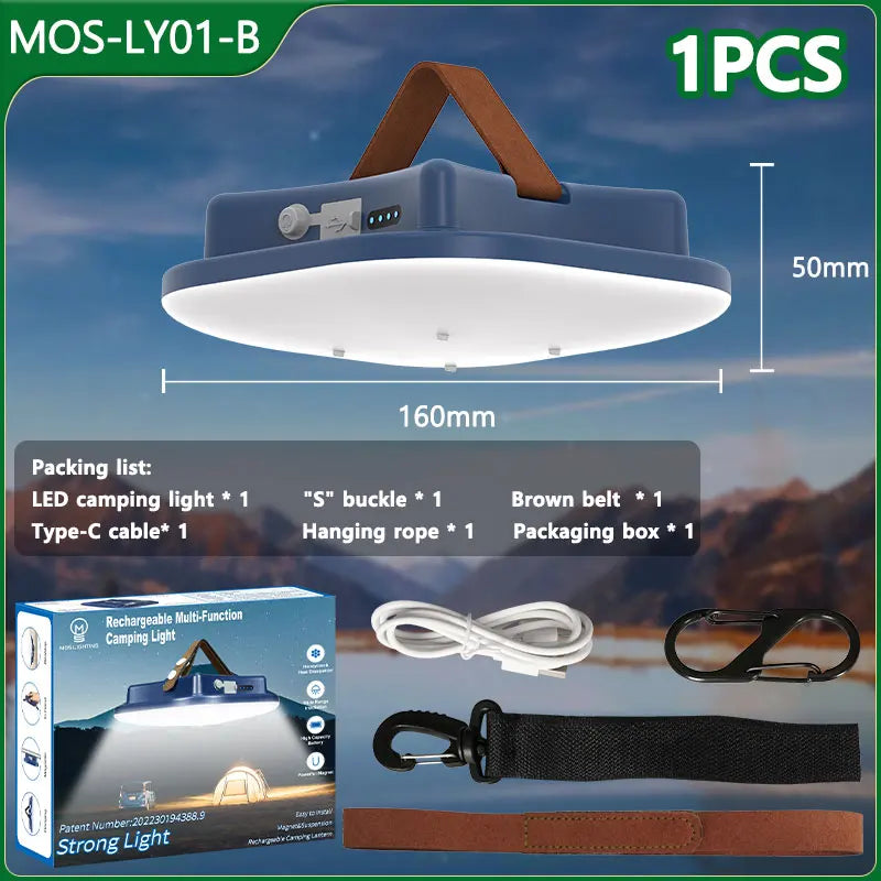 Zonne-Oplaadbare Campinglamp 80W LED met Magneet en Zoom
