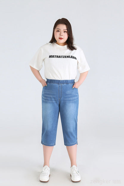 Plus Size Driekwartsbroek Trendy Veelzijdig voor Vrouw - Mode Vibes