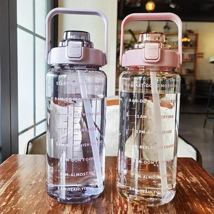 Waterfles 2L met Rietje en Tijdmaker voor Sport en Fitness