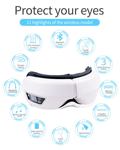 Oogmassage Apparaat met Warmte, Trilling en Bluetooth Muziek