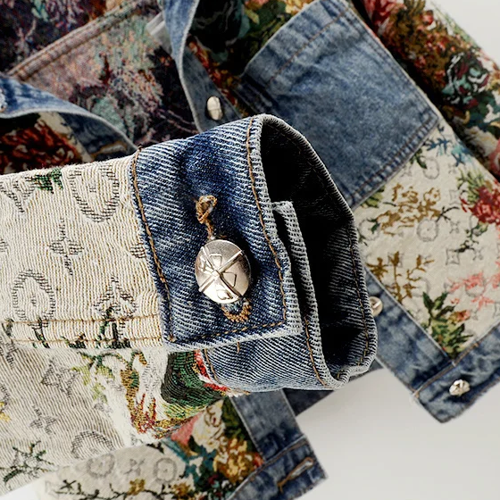 Dames Denim Jack Bloemenprint Trendy