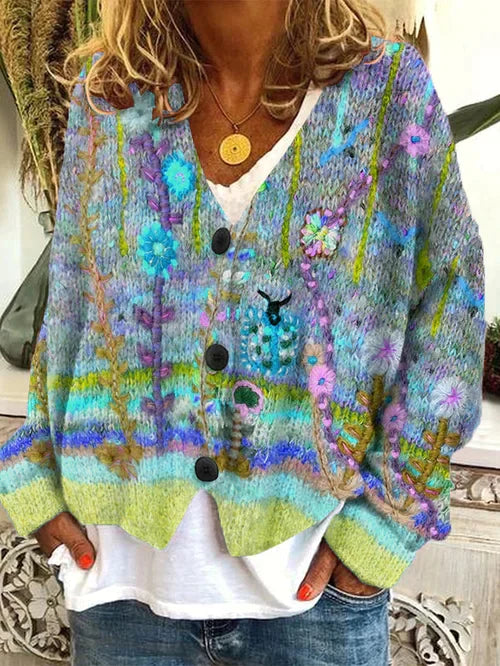 Damesvest Retro Bedrukt Imitatiewol Vest - Mode Vibes