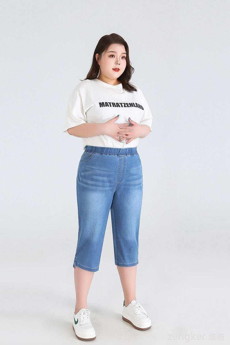 Plus Size Driekwartsbroek Trendy Veelzijdig voor Vrouw