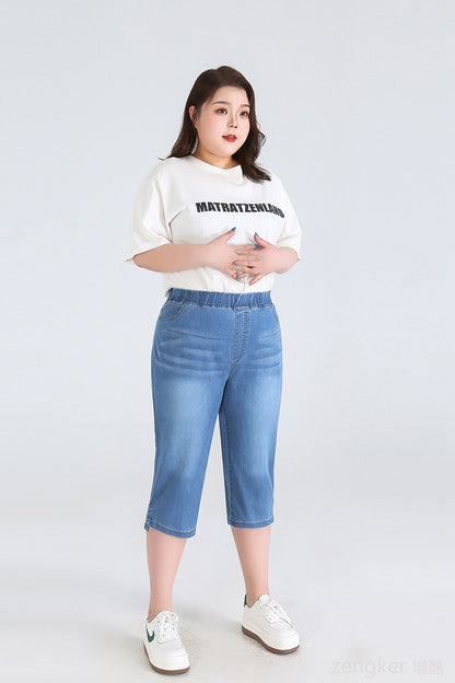 Plus Size Driekwartsbroek Trendy Veelzijdig voor Vrouw