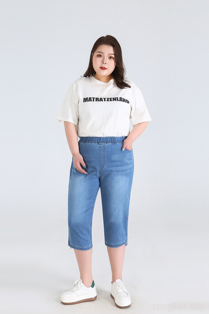 Plus Size Driekwartsbroek Trendy Veelzijdig voor Vrouw