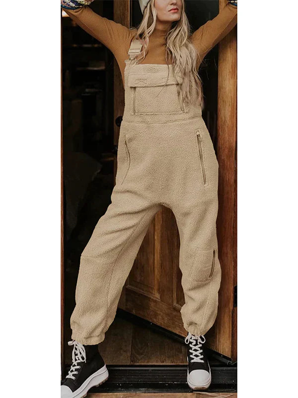 Dames Fleece Overall Warm met Zakken en Rits - Mode Vibes