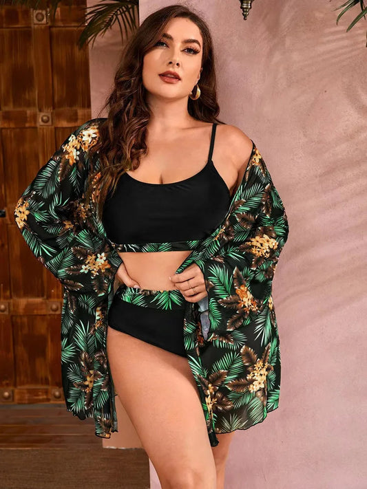 Plus Size Bikini Set Stijlvol Zwart Glamoureus Badmode - Mode Vibes