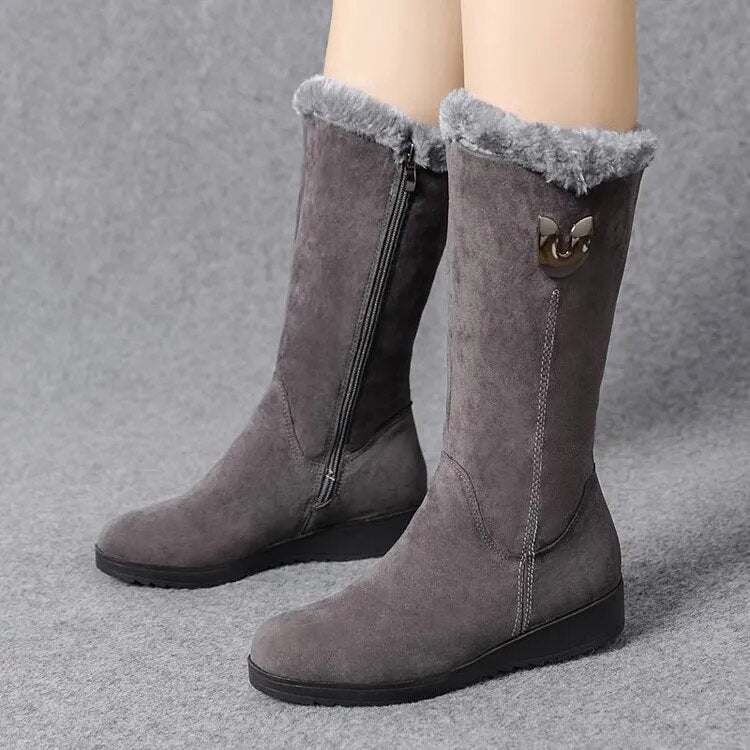 Elegante Suède Platte Laarzen met Rits voor Dames – Casual & Comfortabel