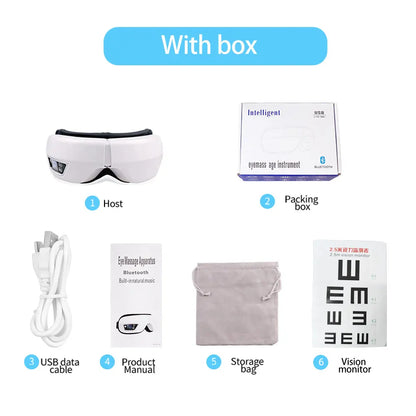 Oogmassage Apparaat met Warmte, Trilling en Bluetooth Muziek