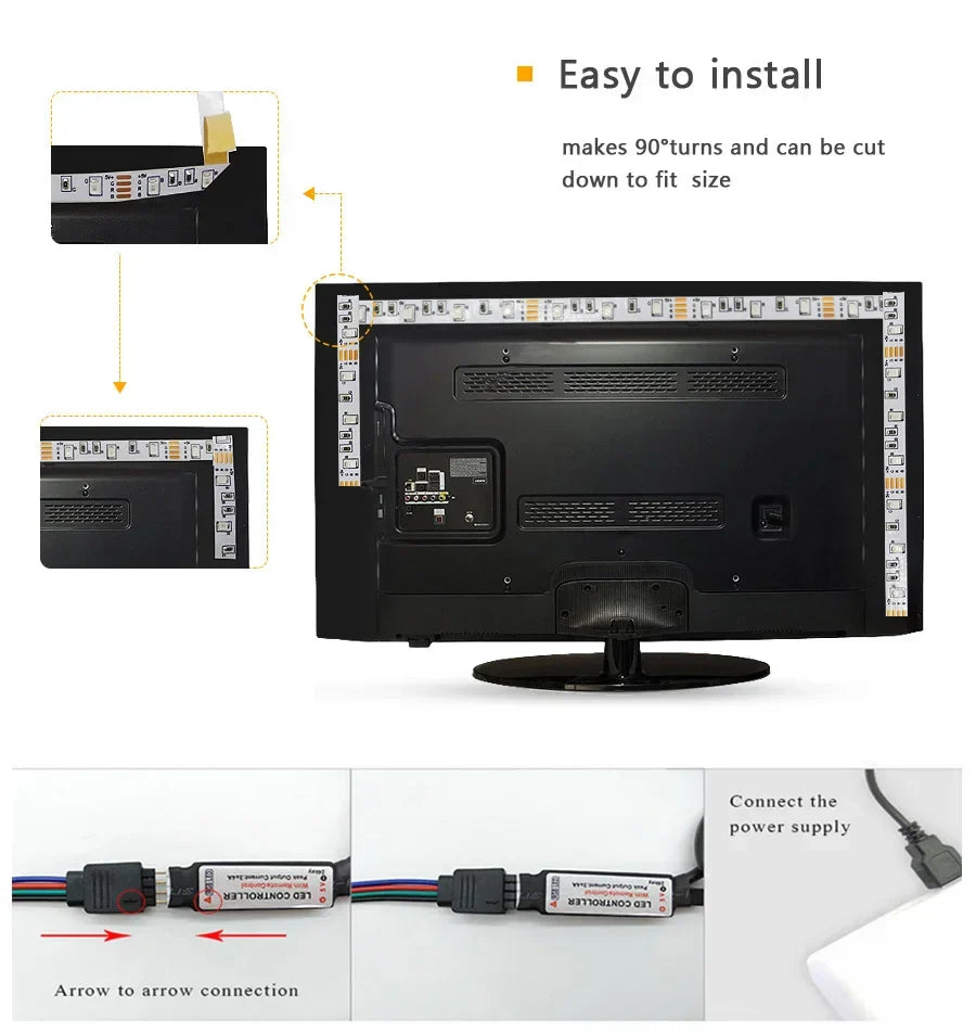 LED Strip RGB Kleurverandering TV Achtergrondverlichting Kit