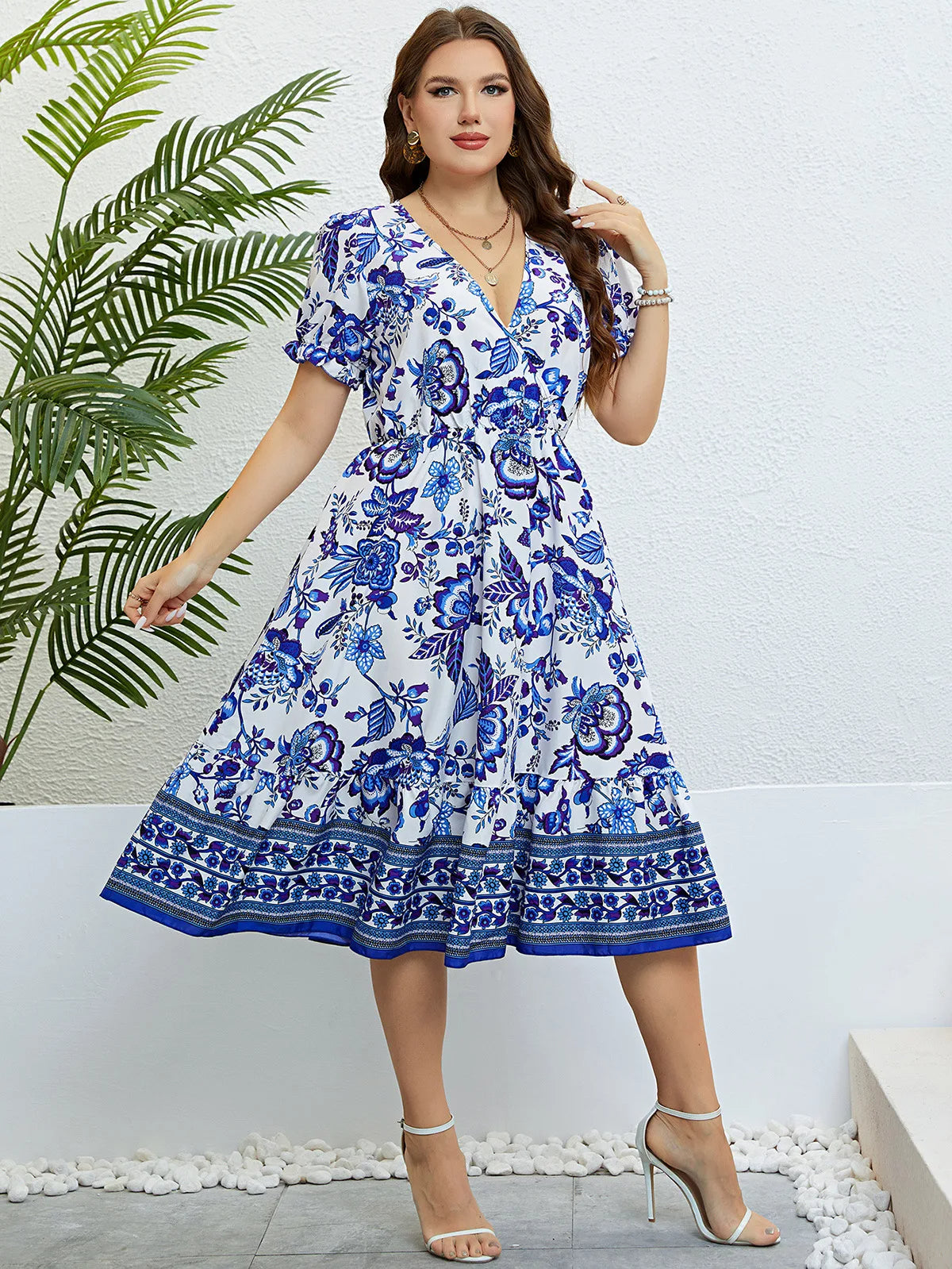 Plus Size Jurk Vrolijke Zomerjurk Stijlvolle Vrouwelijke Jurk - Mode Vibes