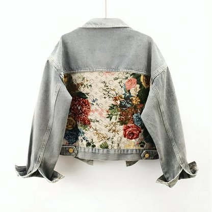 Dames Denim Jack Bloemenprint Trendy