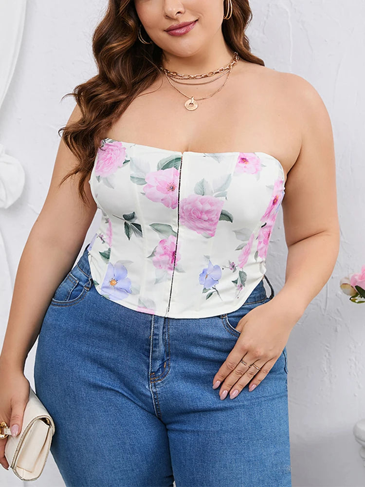 Plus Size Top Zonder Bandjes Trendy Damestop - Mode Vibes