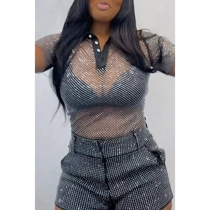Plus Size Korte Broek Glitter Effect voor Vrouw