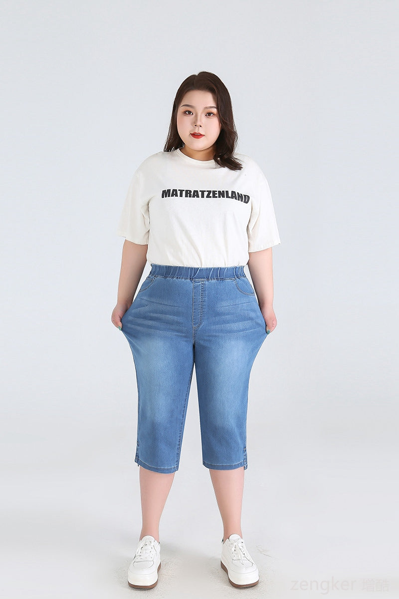 Plus Size Driekwartsbroek Trendy Veelzijdig voor Vrouw
