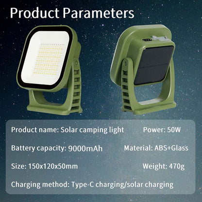 Zonne-Oplaadbare Campinglamp 80W LED met Magneet en Zoom