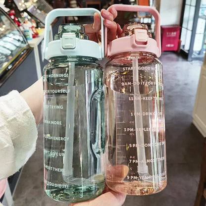 Waterfles 2L met Rietje en Tijdmaker voor Sport en Fitness
