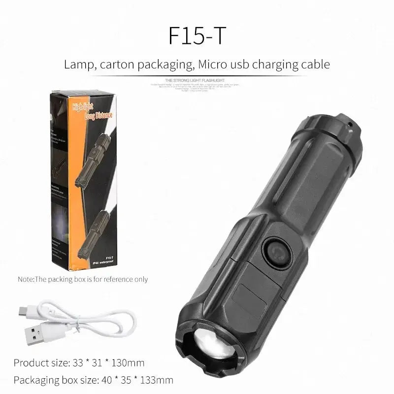 USB Oplaadbare LED Zaklamp Met Zoom voor Camping