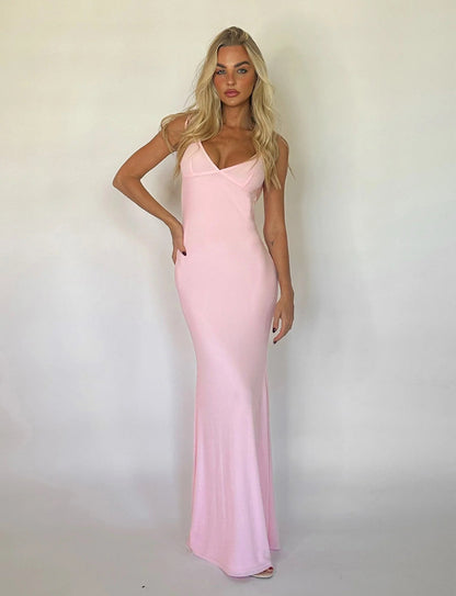 Rooze Maxikleed met Geborduurde Randen Zomerjurk Vrouw - Mode Vibes