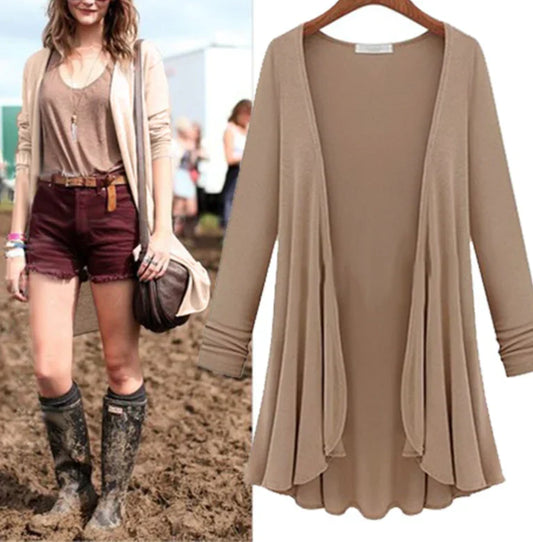 Dames Vest Gebreid met Ruches en Elegant Design - Mode Vibes