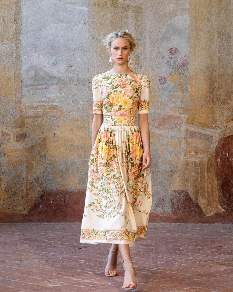 Bloemen MidiJurk met Elegante Rok Vrouwen Jurk Zomer - Mode Vibes