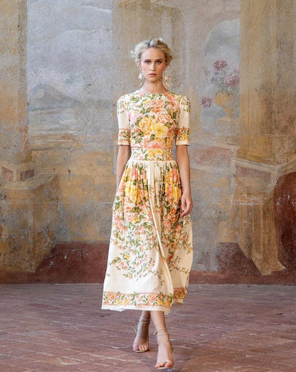 Bloemen MidiJurk met Elegante Rok Vrouwen Jurk Zomer - Mode Vibes