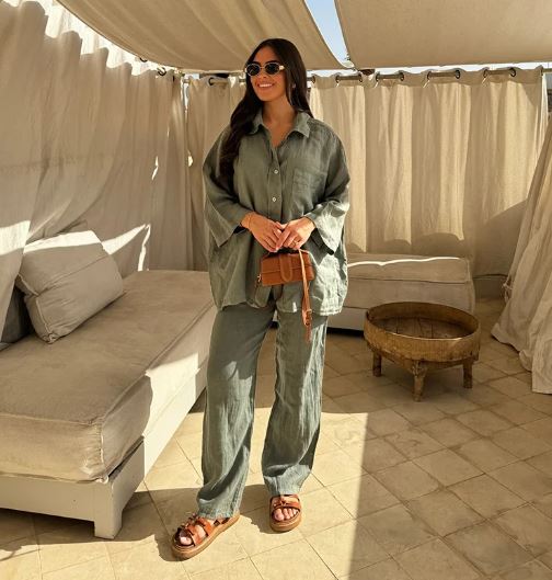 Vrouwelijke Zijden Katoenen Pyjama Set Lange Mouwen