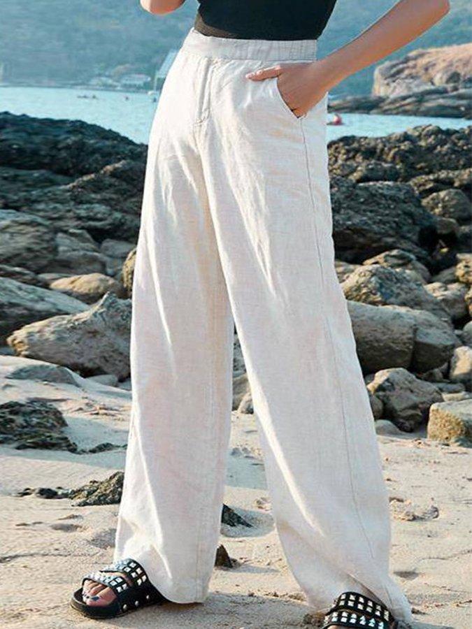 Witte Linnen Comfort Broek