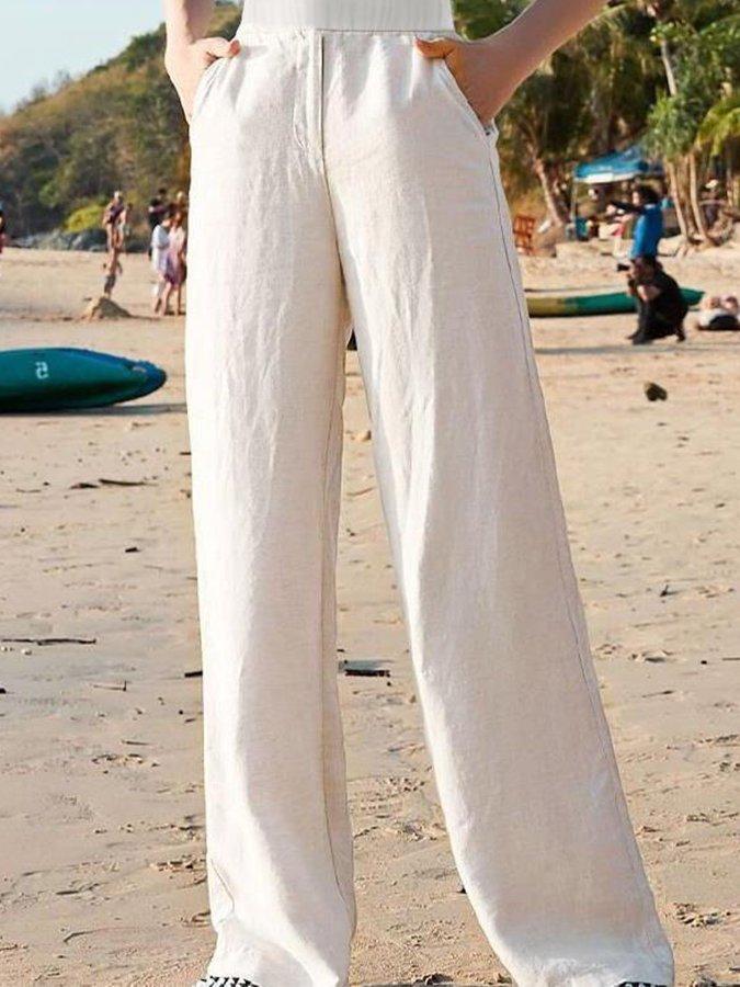 Witte Linnen Comfort Broek